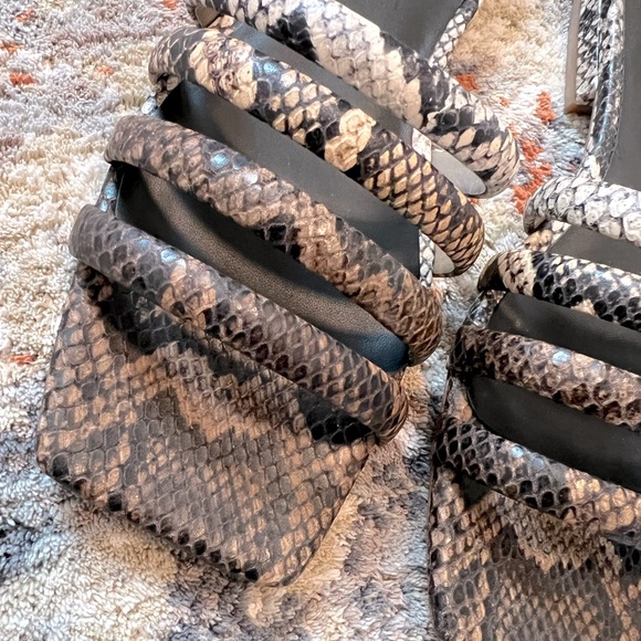 [Vince] Zahara Coffee Snake Skin Print Sandal Slides - Picture 3 of 6
